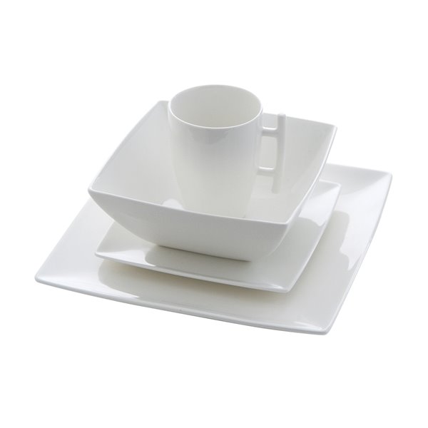 Ensemble de vaisselle en porcelaine de Safdie & Co., blanc, 16