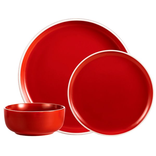 Ensemble de vaisselle en grès de Safdie & Co., rouge, 12 pièces HK03178US