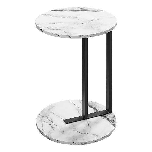 Monarch Round End Table in Glossy White and Chrome 