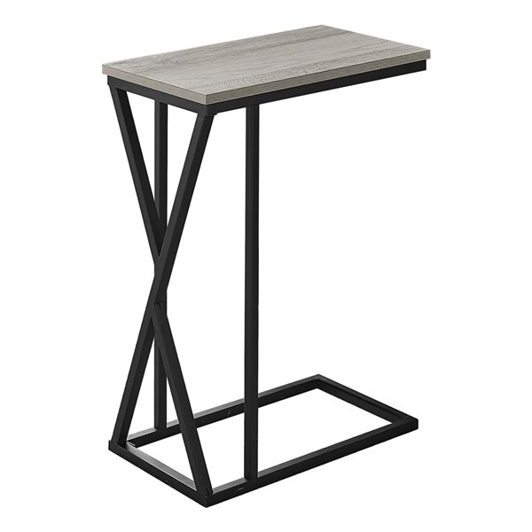 Monarch Specialties 1-Drawer C-shaped Metal Accent Table in Gray 
