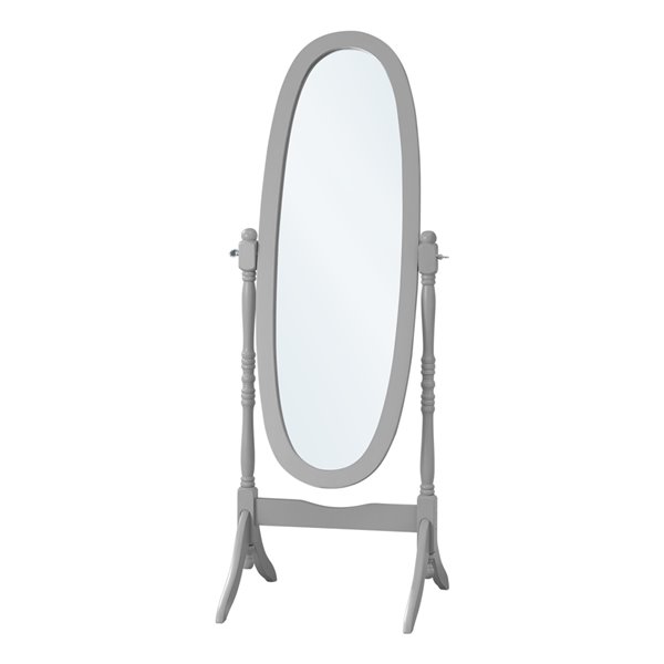 Monarch Specialties Oval Mirror with Wood frame - Grey - 59-in H