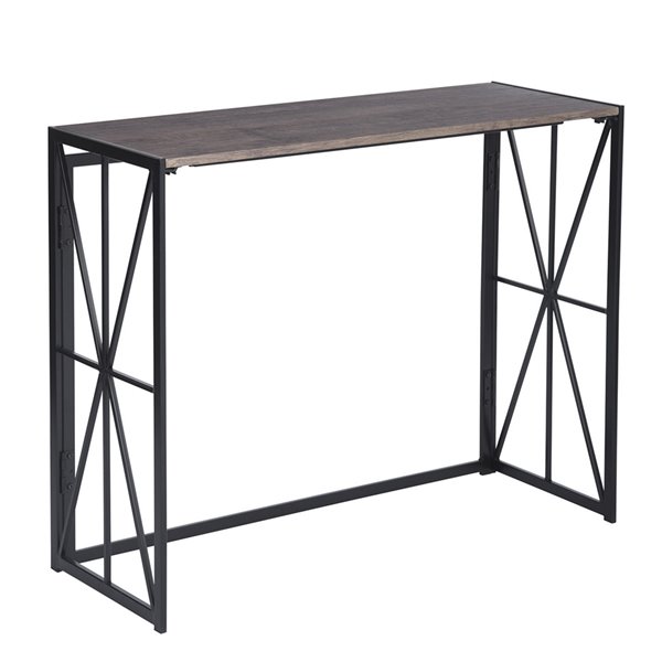 Table console pliante FurnitureR pour petits ordinateurs de bureau, marron et noir - 39.4 po