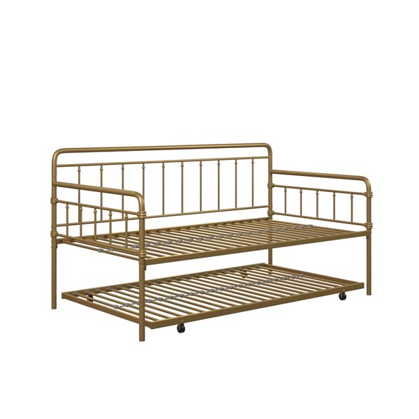 Gold metal store daybed with trundle