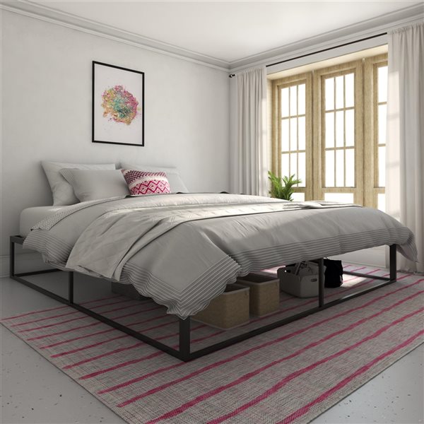 Novogratz Francis Farmhouse Metal Bed Queen Frame Black And White ...