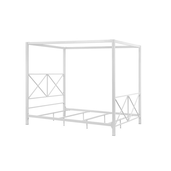 DHP Rosedale Metal Canopy Bed Full 72in x 57in x 80in White