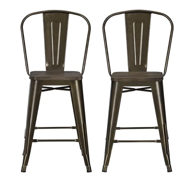 DHP Luxor Metal Counter Stool 24 in Bronze 2 Pk S004107