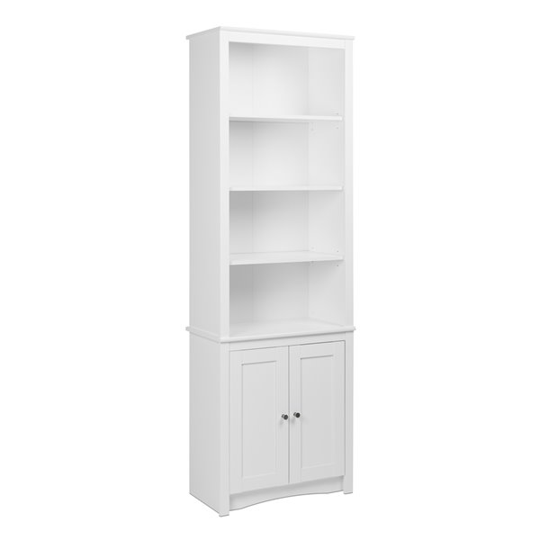 Prepac Tall Bookcase With 2 Shaker, Black Wood Bookcase With Doors
