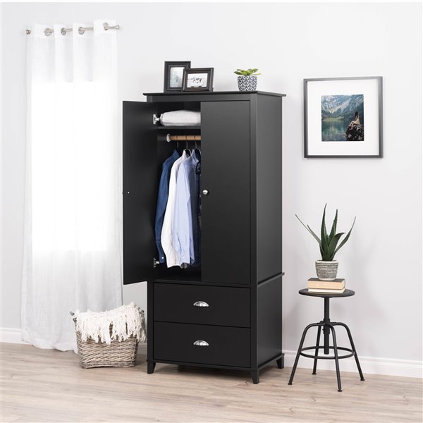 Armoire penderie Yaletown Prepac, noire, 21 po x 72 po x 31.5 po BABH