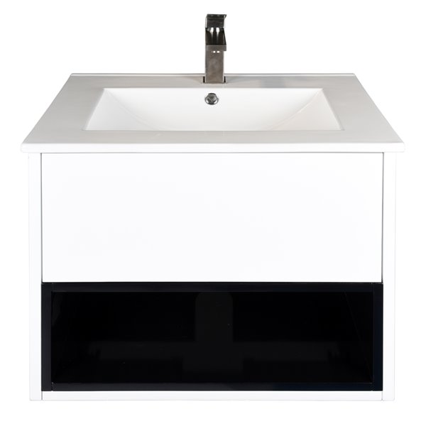 Wall Mounted Vanity Cabinet with Adjustable Open Shelf, 30 Inch Bathroom  Vanity with White Ceramic Basin Set, Bathroom Storage Cabinet with Soft  Close