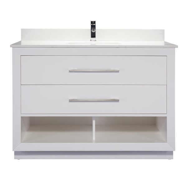 Spa Bathe Ikou Riley Single Sink White Bathroom Vanity With Power Bar Drawer Organizer 48 In Roii48wh Reno Depot