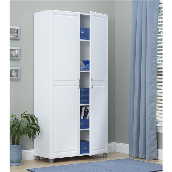 Cabinet de rangement utilitaire Kendall de System Build, 15,38 po x 23,69 po x 75 po, blanc