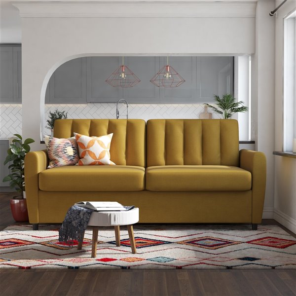 Canapé-lit avec matelas mousse mémoire Novogratz Brittany de Dorel, grand, jaune