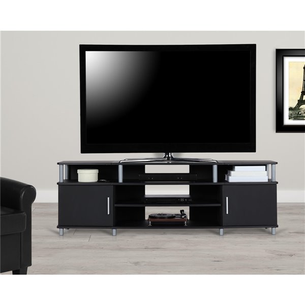 Ameriwood Home Carson TV Stand for TVs up to 70-in - 63-in x 15.75-in x 20.5-in - Black