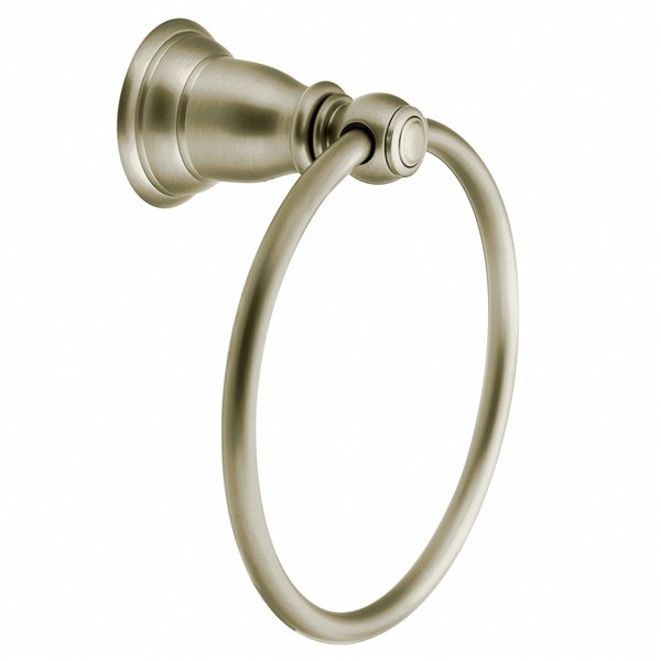 Moen Lindor Brushed Nickel Wall Mount Single Towel Ring in the Towel Rings  department at