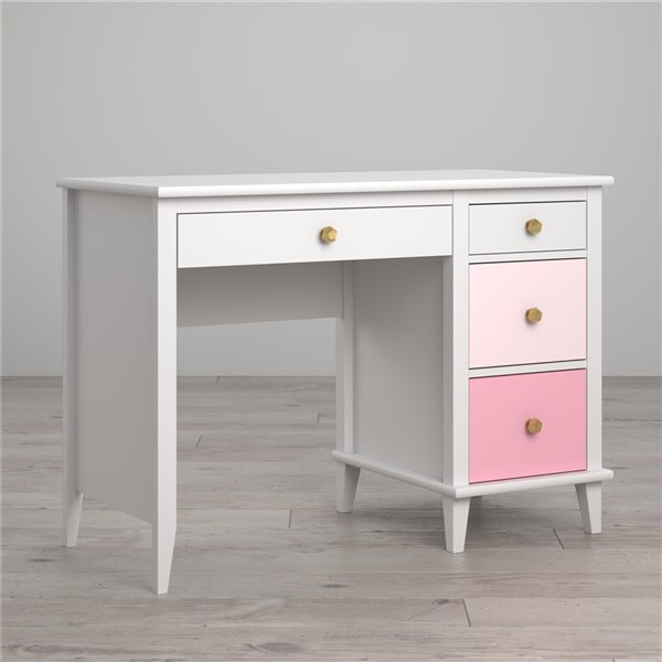 Monarch Hill Poppy Kids White Desk, Pink Drawers
