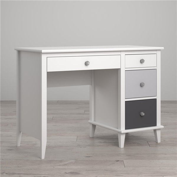 Little Seeds Monarch Hill Poppy Kids White Desk, Grey Drawers 