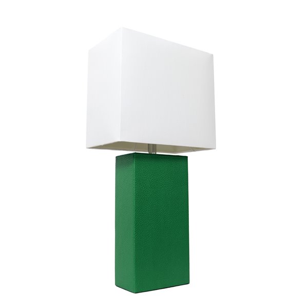 Lampe De Table Moderne De Elegant Designs En Cuir Avec Abat Jour En Tissu Blanc Vert 21 Po Lt1025 Grn Reno Depot