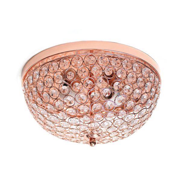 Elegant Designs 2 Light Elipse Crystal Flush Mount Ceiling Light Pink