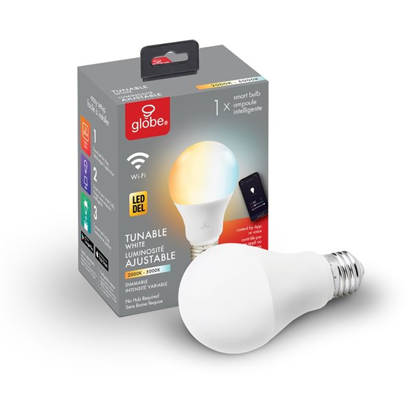 Globe Electric Wi-Fi Smart 60W Equivalent Tunable White Dimmable Frosted LED Light Bulb