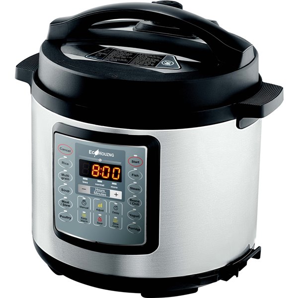 Ecohouzng Stainless Steel Electric Pressure Cooker - 13.7-in - Black/Stainless Steel