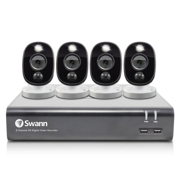 Système de sécurité DVR Swann 1080p HD 8 canaux 1 TO 4 caméras sécurité ext PIR - SWDVK-845804WL
