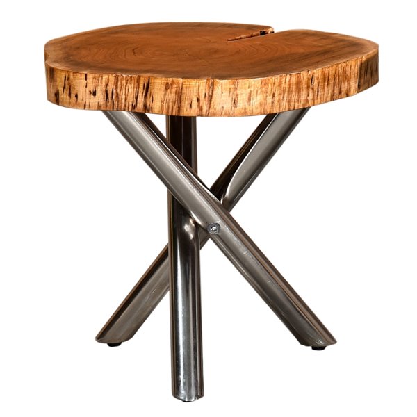 !nspire Rustic Industrial Round End Table - Natural Acacia ...