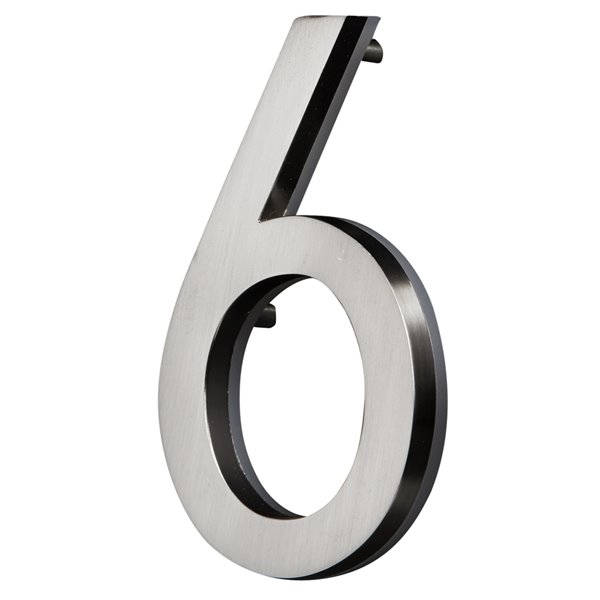 PRO-DF Contemporary House Number - Number 6 - 5-in - Satin Nickel