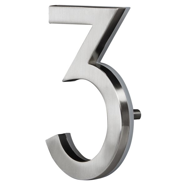 PRO-DF Contemporary House Number - Number 3 - 5-in - Satin Nickel