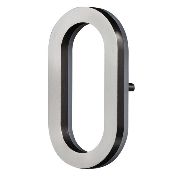 PRO-DF Contemporary LED Lighted House Number - Number 0 - 5-in - Satin Nickel
