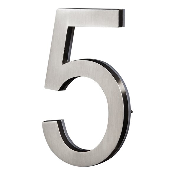 PRO-DF Contemporary House Number - Number 5 - 5-in - Satin Nickel