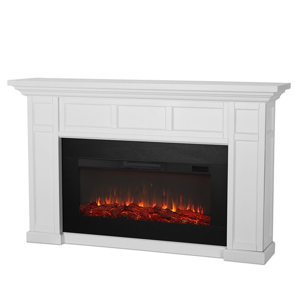 Real Flame Alcott 74 75 In W White Fan Forced Electric Fireplace 4130e W Reno Depot