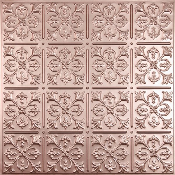 Ceilume Fleur de Lys Copper Ceiling Tiles 2-ft x 2-ft - Pack of 4