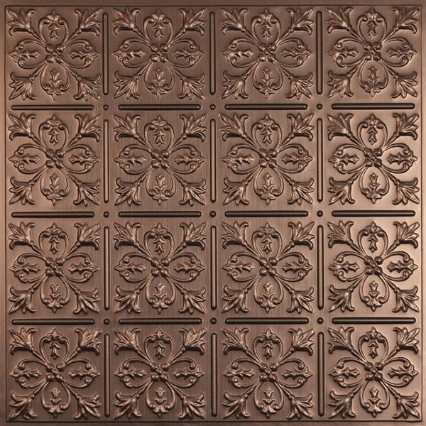 Ceilume Fleur de Lys Bronze Ceiling Tiles 2-ft x 2-ft - Pack of 4