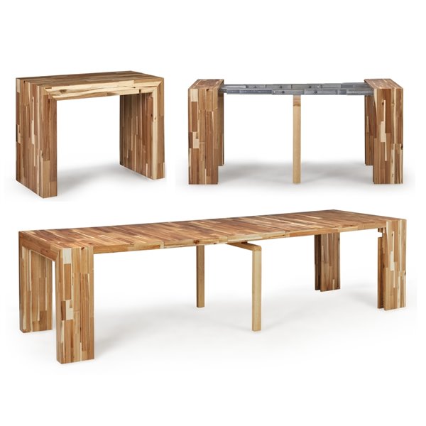 natural acacia transformer table set