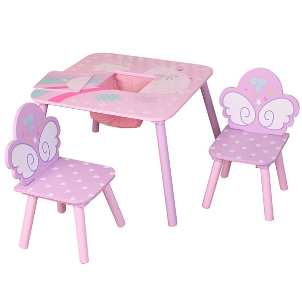 Danawares Unicorn Square Table with 2 Chairs and Storage Bag for Childs