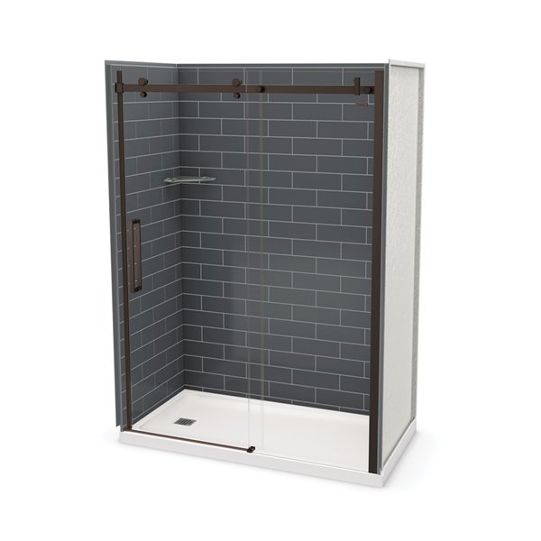 MAAX Utile Alcove Shower Kit with Left Drain 60in x 32in Thunder