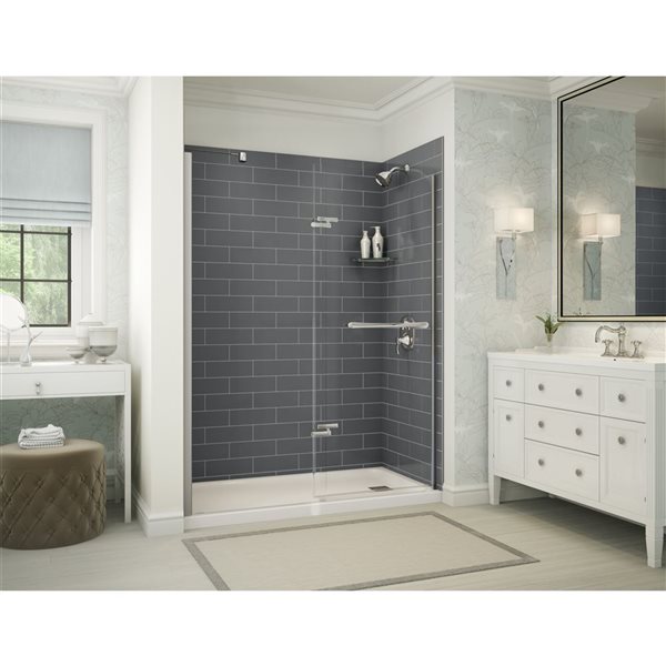 Maax Utile Metro 36 in. W x 80 in. H Direct-to-Stud Fiberglass Shower Wall Set for Corner in Thunder Grey, 2 Panels