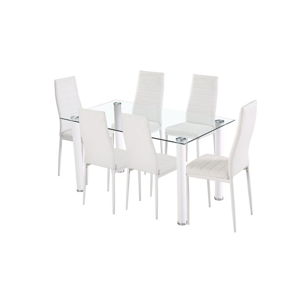 Ensemble de salle à manger Florian de HomeTrend, rectangulaire, blanc, 4 pièces