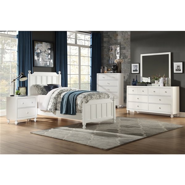 HomeTrend Wellsummer Twin-Size White Panel Bed 1803WT | Réno-Dépôt