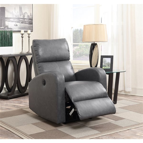 HomeTrend MacLean Vinyl Powered Recliner - Charcoal Gray 9772CHR | Réno ...