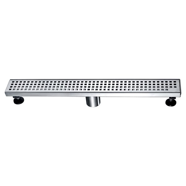 Towo Linear Shower Drain - Square Grid - 47-in x 3-in - Stainless Steel