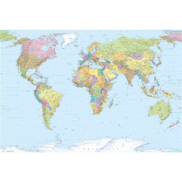 Komar World Map Mural - Unpasted - 98-in x 145-in