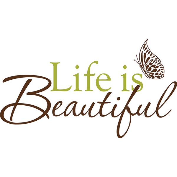 WallPops Life is Beautiful Quote Self-Adhesive Wall Sticker - 17.25-in x 19.5-in