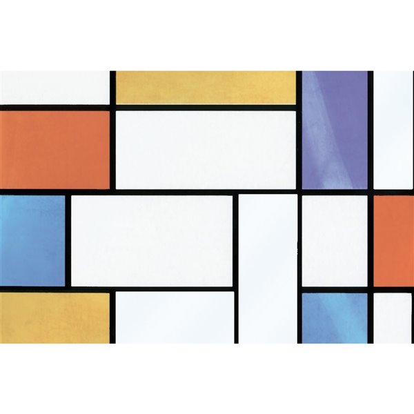 Film autocollant décoratif pour fenêtres Mondrian de Fablon, 26,57 po x  78,74 po, multicolore et transparent, paquet de 2 TFAB10520