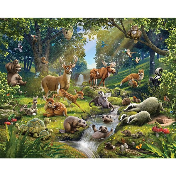 Walltastic Animals of the Forest Wall Mural - Unpasted - 120-in x 96-in