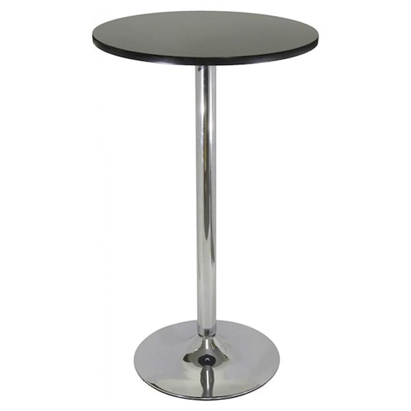 Nicer Interior Obsidian Round Bar Table - 28-in x 28-in - Chrome/Black