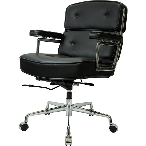 Basics Classic Leather-Padded Mid-Back Office Desk Chair with  Armrest - Black : : Home