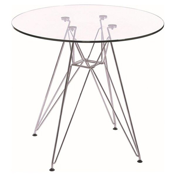 Table de salle à manger ronde Eames de Nicer Interior, 47 po x 47 po, métallique/transparent