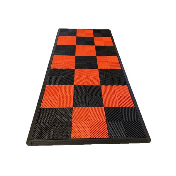 Swisstrax MotorMat Garage Floor Tile - 15.75-in x 15.75-in - Orange and Black - 45-Piece