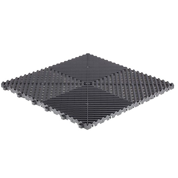 Swisstrax CarTrax Rib Garage Floor Tile - 15.75-in x 15.75-in - Slate Grey - 6-Piece